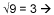 square root of 9 equals 3